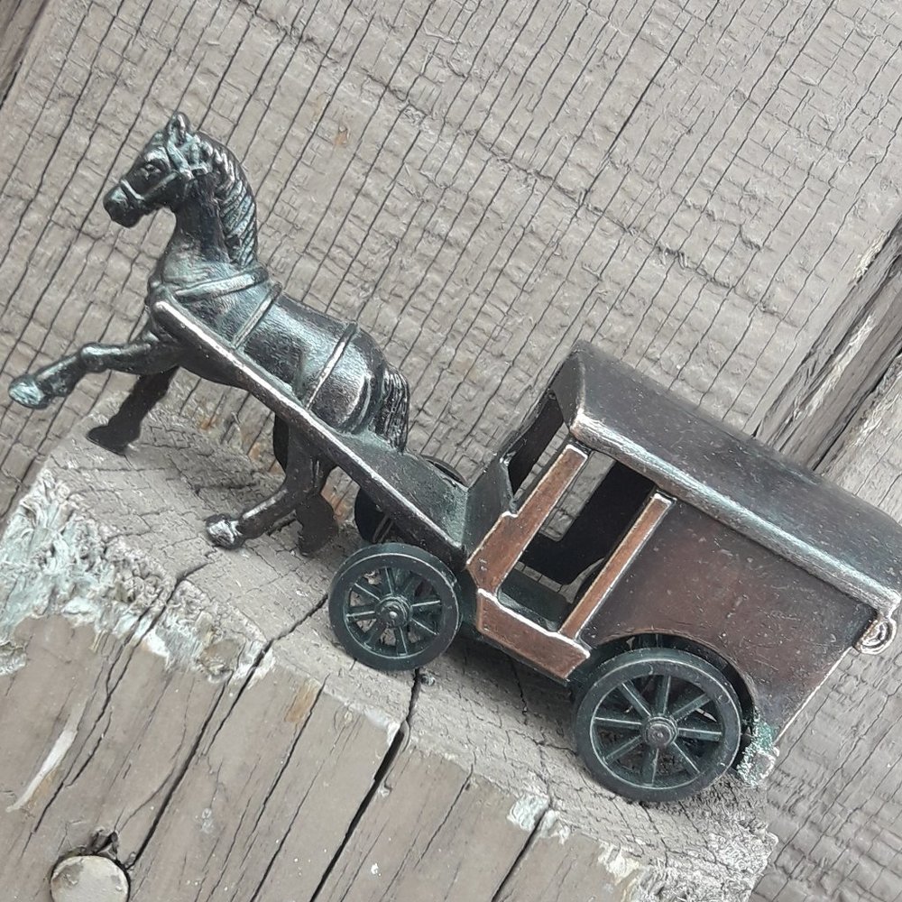 Mini Dollhouse Horse and Carriage Cast Iron Pencil Sharpener Vintage